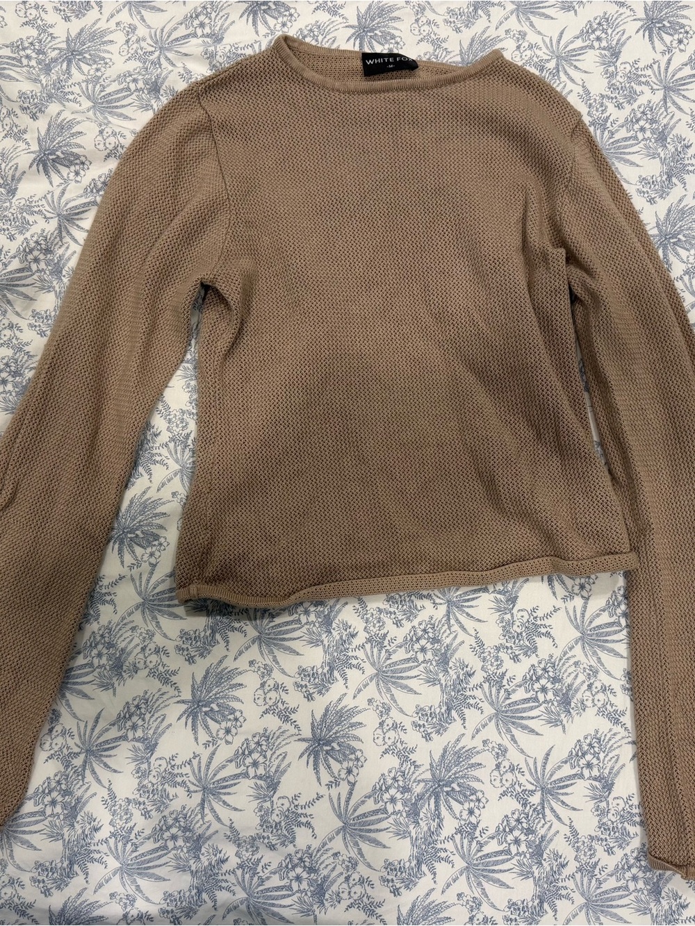 White Fox Boutique Taupe Knit Crewneck Sweater